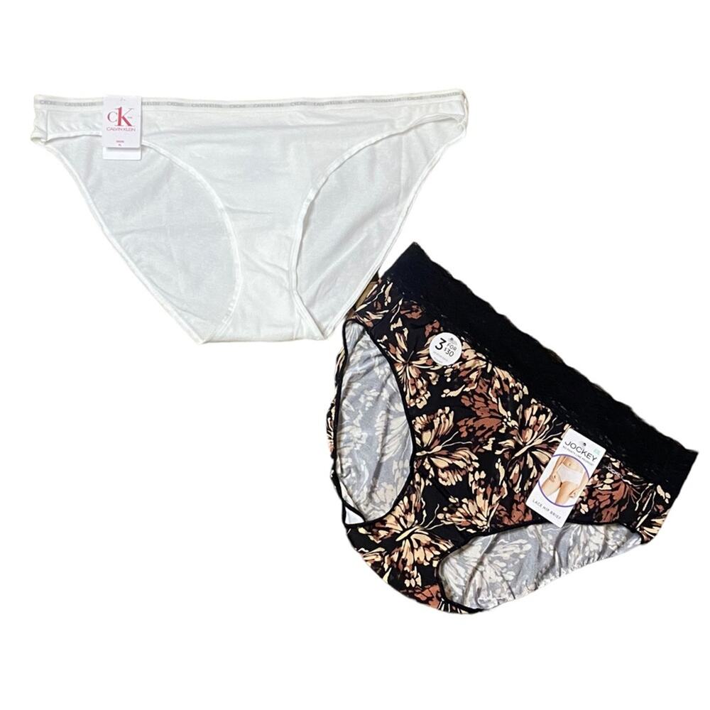 NWT 2-Pack Lot XL Underwear (Calvin Klein and Jockey) Bikini and Lace Hip Brief